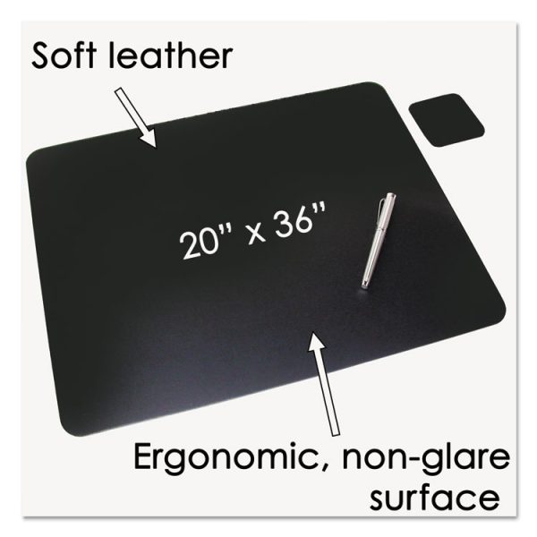 Leather Desk Pad with Coaster, 20 x 36, Black - Image 2