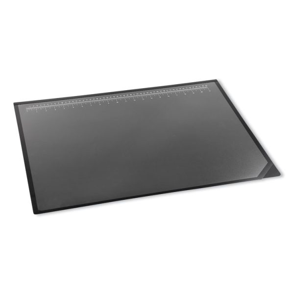 Desk Pad with Transparent Lift-Top Overlay and Antimicrobial Protection, 31" x 20", Black Pad, Transparent Frost Overlay - Image 3