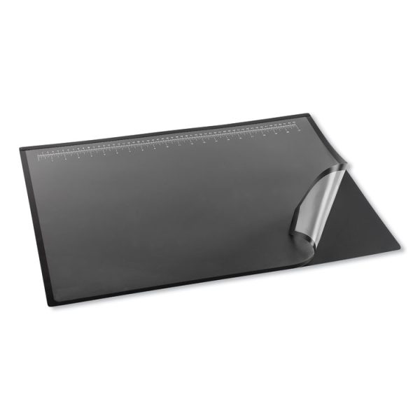 Desk Pad with Transparent Lift-Top Overlay and Antimicrobial Protection, 31" x 20", Black Pad, Transparent Frost Overlay - Image 4