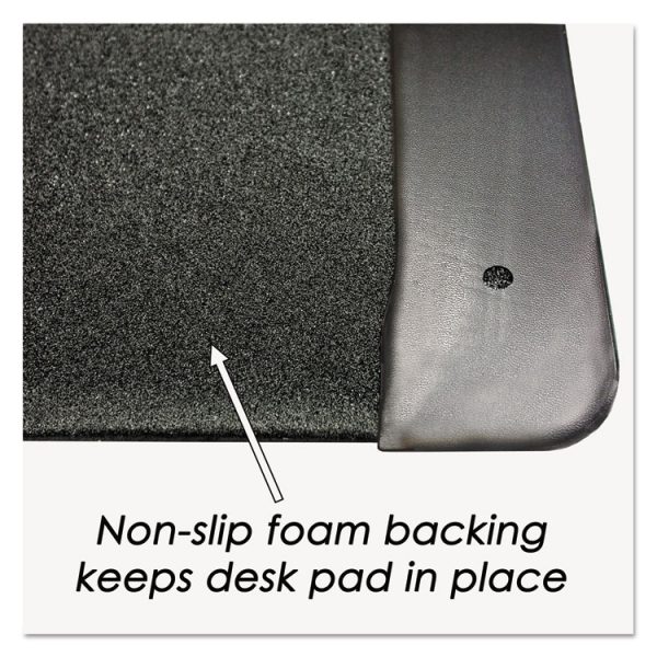 Executive Desk Pad With Antimicrobial Protection, Leather-Like Side Panels, 24 X 19, Black - Image 4