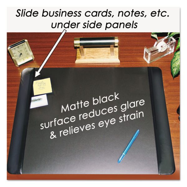 Executive Desk Pad With Antimicrobial Protection, Leather-Like Side Panels, 36 X 20, Black - Image 2