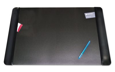 Executive Desk Pad With Antimicrobial Protection, Leather-Like Side Panels, 36 X 20, Black