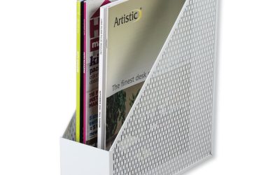 Urban Collection Punched Metal Magazine File, 3.5 x 10 x 11.5, White
