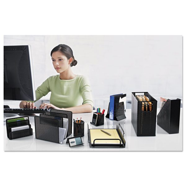Urban Collection Punched Metal Desktop File, 1 Section, Letter To Legal Size Files, 13" X 5.75" X 10.75", Black - Image 4