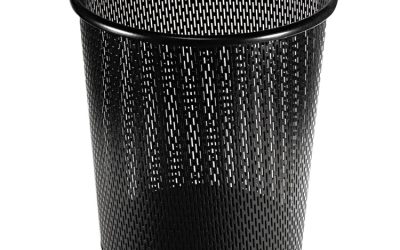 Urban Collection Punched Metal Wastebin, 20.24 oz, Perforated Steel, Black