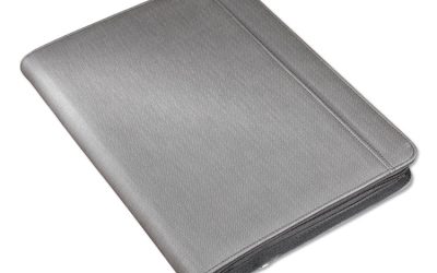 Power Padfolio, Zipper, 10.75 X 1.5 X 13.5, Polyurethane, Gray