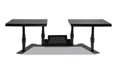 Metal Art Ergotwin Dual Monitor Stand, 25.6 To 33.1 X 12.6 X 6.2 To 8.6, Black, Supports 20 Lb/shelf