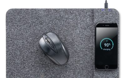 Powertrack Wireless Charging Mouse Pad, 13 x 8.75, Gray