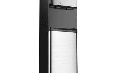 Bottom Loading Water Dispenser with UV Light, 3 to 5 gal, 41.25 h, Black/Stainless Steel