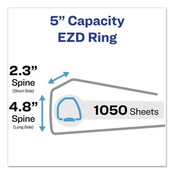 Durable View Binder With Durahinge And Ezd Rings, 3 Rings, 5" Capacity, 11 X 8.5, White, (9901) - Image 2