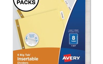 Insertable Big Tab Dividers, 8-Tab, Double-Sided Gold Edge Reinforcing, 11 x 8.5, Buff, Clear Tabs, 24 Sets