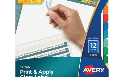Print and Apply Index Maker Clear Label Dividers, 12-Tab, Color Tabs, 11 x 8.5, White, 5 Sets