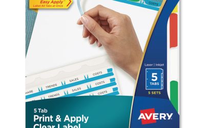 Print and Apply Index Maker Clear Label Dividers, 5-Tab, Color Tabs, 11 x 8.5, White, Traditional Color Tabs, 5 Sets