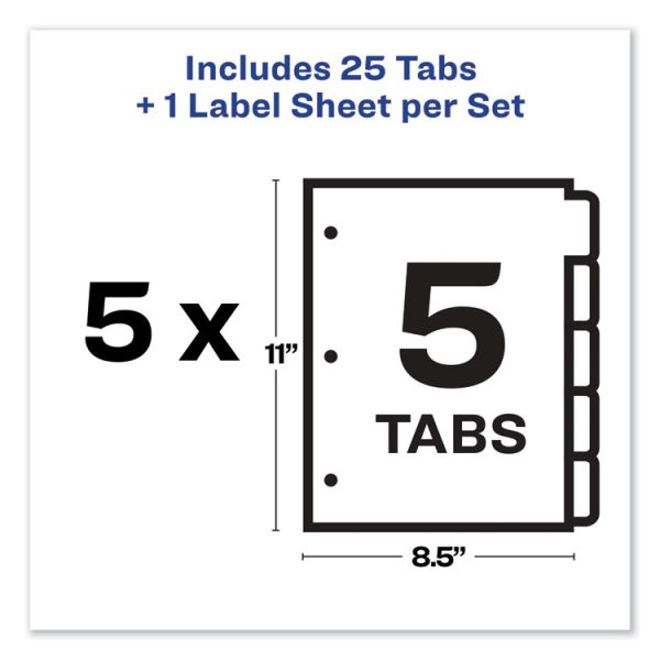 Print and Apply Index Maker Clear Label Dividers, 5-Tab, Color Tabs, 11 x 8.5, White, Traditional Color Tabs, 5 Sets - Image 5