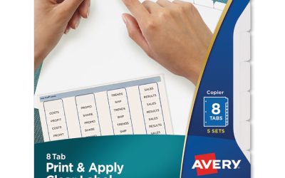 Print and Apply Index Maker Clear Label Dividers, Copiers, 8-Tab, 11 x 8.5, White, 5 Sets