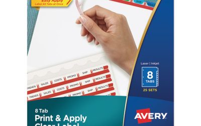 Print and Apply Index Maker Clear Label Dividers, 8-Tab, Color Tabs, 11 x 8.5, White, Traditional Color Tabs, 25 Sets