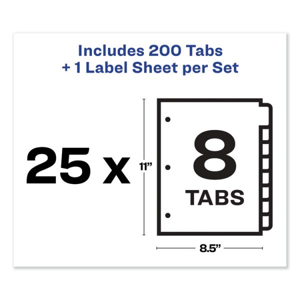 Print and Apply Index Maker Clear Label Dividers, 8-Tab, Color Tabs, 11 x 8.5, White, Traditional Color Tabs, 25 Sets - Image 5
