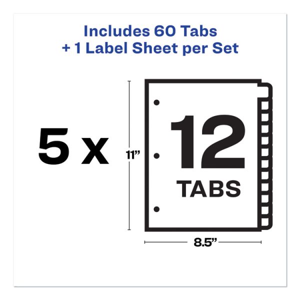 Print and Apply Index Maker Clear Label Dividers, 12-Tab, White Tabs, 11 x 8.5, White, 5 Sets - Image 5