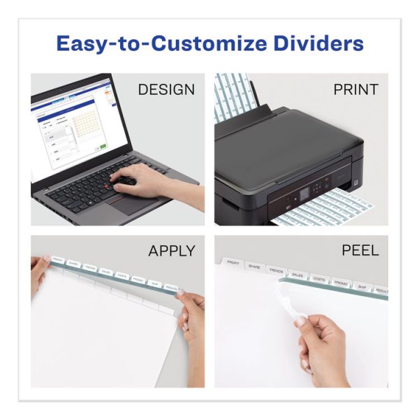Print and Apply Index Maker Clear Label Dividers, 12-Tab, White Tabs, 11 x 8.5, White, 5 Sets - Image 2