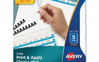 Print and Apply Index Maker Clear Label Unpunched Dividers, 5-Tab, 11 x 8.5, White, 5 Sets