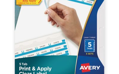 Print and Apply Index Maker Clear Label Dividers, 5-Tab, White Tabs, 11 x 8.5, White, 5 Sets