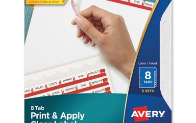 Print and Apply Index Maker Clear Label Dividers, 8-Tab, 11 x 8.5, White, 5 Sets