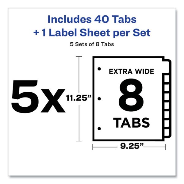 Print and Apply Index Maker Clear Label Dividers, Extra Wide Tabs, 8-Tab, 11.25 x 9.25, White, 5 Sets - Image 3