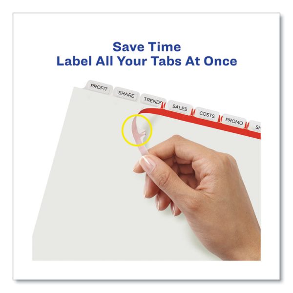 Print and Apply Index Maker Clear Label Dividers, Extra Wide Tabs, 8-Tab, 11.25 x 9.25, White, 5 Sets - Image 5