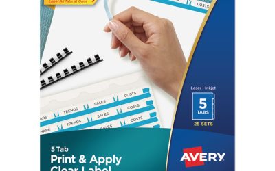 Print and Apply Index Maker Clear Label Unpunched Dividers, 5-Tab, 11 x 8.5, White, 25 Sets