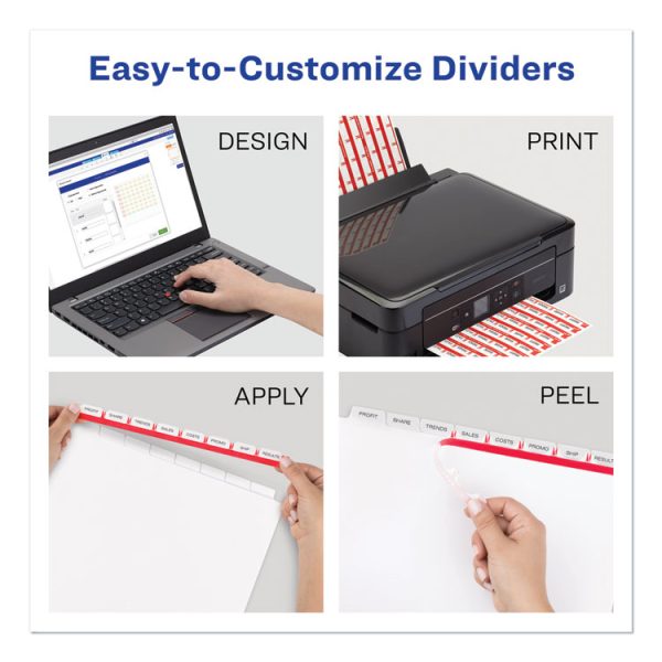 Print and Apply Index Maker Clear Label Dividers, 8-Tab, 11 x 8.5, White, 25 Sets - Image 2
