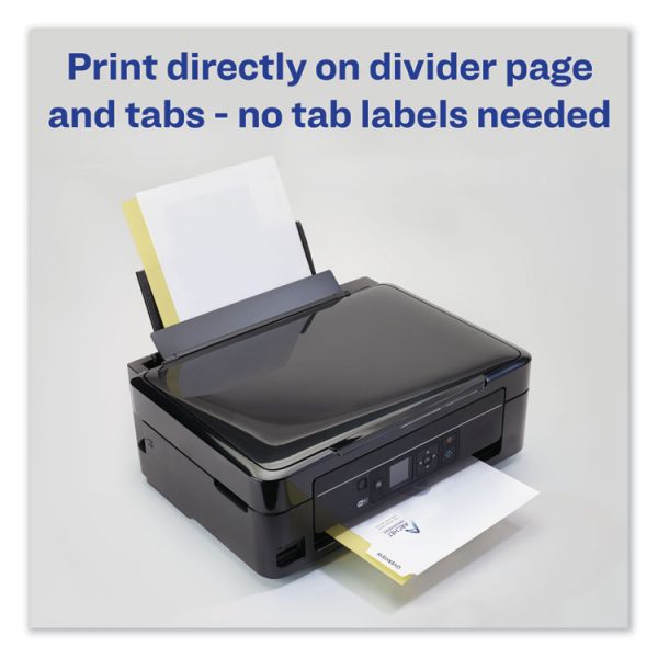 Customizable Print-On Dividers, 3-Hole Punched, 5-Tab, 11 x 8.5, White, 5 Sets - Image 2