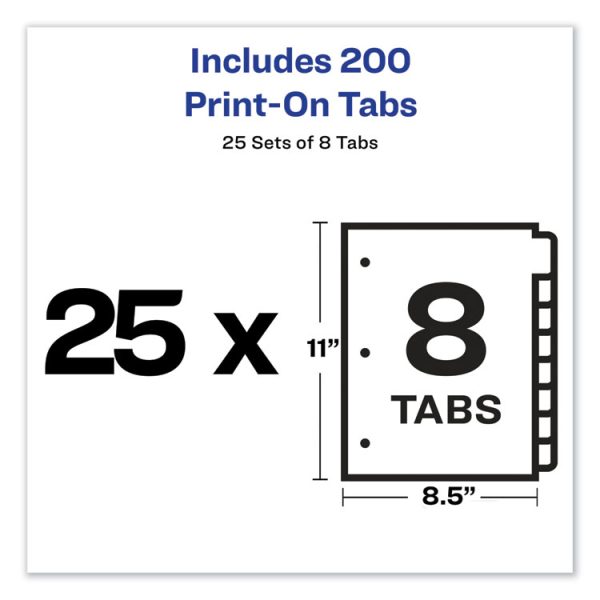 Customizable Print-On Dividers, 3-Hole Punched, 8-Tab, 11 x 8.5, White, 25 Sets - Image 5