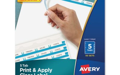 Print and Apply Index Maker Clear Label Dividers, 5-Tab, White Tabs, 11 x 8.5, White, 50 Sets