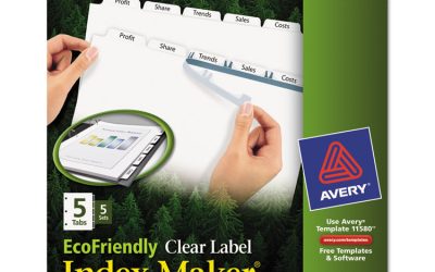 Index Maker Ecofriendly Print And Apply Clear Label Dividers With White Tabs, 5-Tab, 11 X 8.5, White, 5 Sets