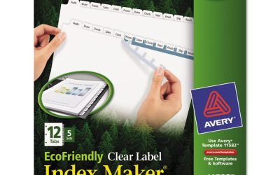Index Maker Ecofriendly Print And Apply Clear Label Dividers With White Tabs, 12-Tab, 11 X 8.5, White, 5 Sets