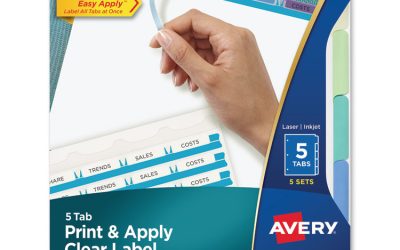 Print and Apply Index Maker Clear Label Dividers, 5-Tab, Color Tabs, 11 x 8.5, White, Contemporary Color Tabs, 5 Sets