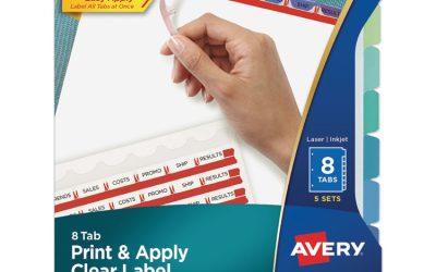 Print and Apply Index Maker Clear Label Dividers, 8-Tab, Color Tabs, 11 x 8.5, White, Contemporary Color Tabs, 5 Sets