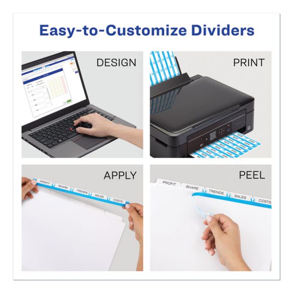 Print and Apply Index Maker Clear Label Plastic Dividers w/Printable Label Strip, 5-Tab, 11 x 8.5, Frosted Clear Tabs, 5 Sets - Image 2