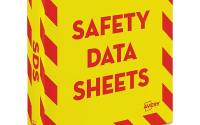 Heavy-Duty Preprinted Safety Data Sheet Binder, 3 Rings, 2″ Capacity, 11 X 8.5, Yellow/red