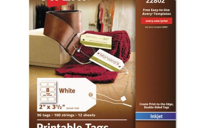 Printable Rectangular Tags with Strings, 2 x 3.5, Matte White, 96/Pack