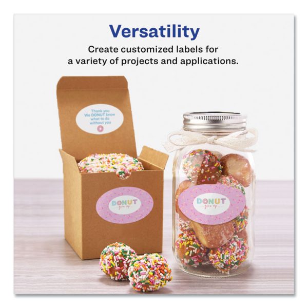 Oval Labels with Sure Feed and Easy Peel, 1.5 x 2.5, Glossy White, 180/Pack - Image 2