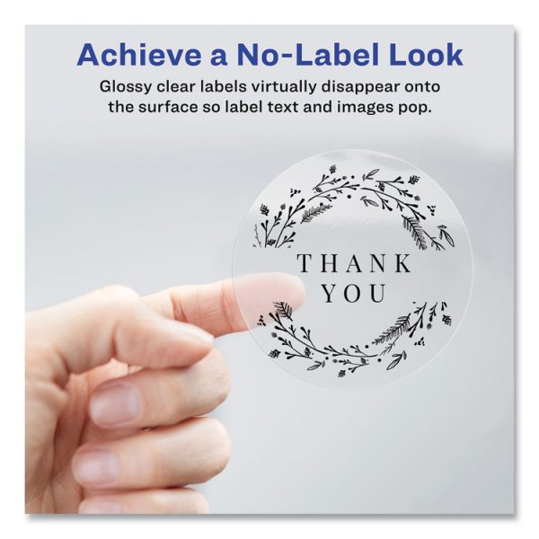 Round Print-To-The Edge Labels With Sure Feed And Easy Peel, 2" Dia, Glossy Clear, 120/pk - Image 2