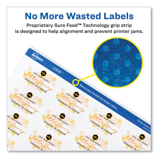 Removable Durable White Rectangle Labels w/ Sure Feed, 1.25 x 1.75, 256/PK - Image 3