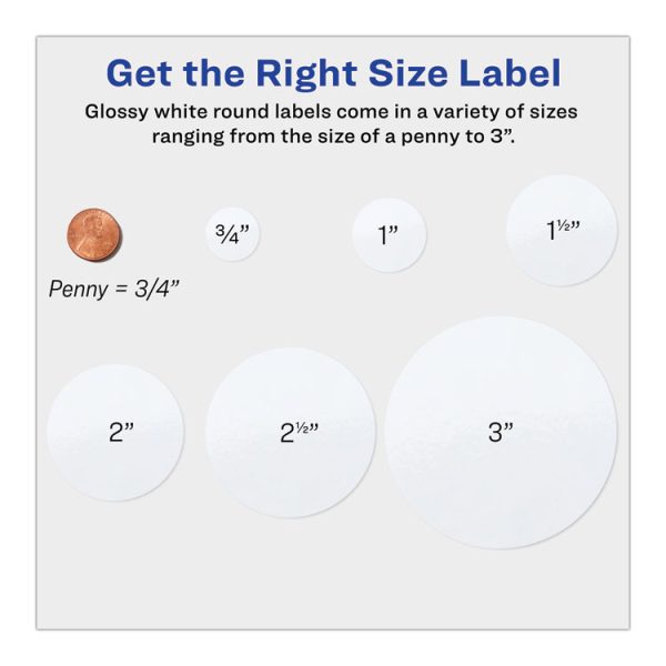 Round Print-To-The Edge Labels With Surefeed, 2.5" Dia, Glossy White, 90/pk - Image 8