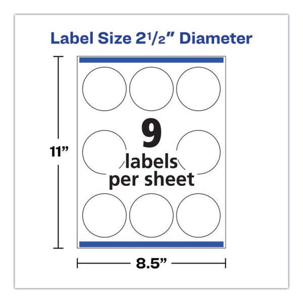 Round Print-To-The Edge Labels With Surefeed, 2.5" Dia, Glossy White, 90/pk - Image 7