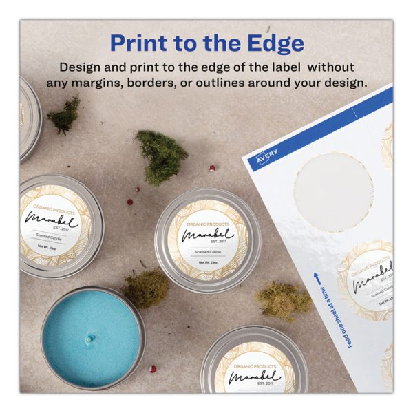 Round Print-To-The Edge Labels With Surefeed, 2.5" Dia, Glossy White, 90/pk - Image 3
