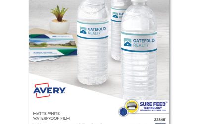 Water-Resistant Wraparound Labels w/ Sure Feed, 9.75 x 1.25, White, 40/Pack