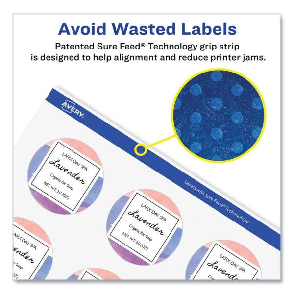 Durable White ID Labels w/ Sure Feed, 2.5" dia, White, 72/Pk - Image 4