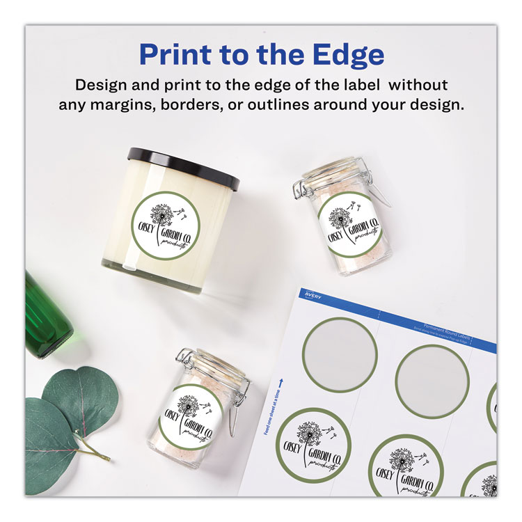 Round Print-to-the Edge Labels with SureFeed and EasyPeel, 2" dia, Matte White, 300/Pack - Image 3