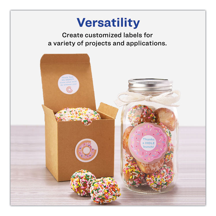 Round Print-to-the Edge Labels with SureFeed and EasyPeel, 2" dia, Matte White, 300/Pack - Image 2